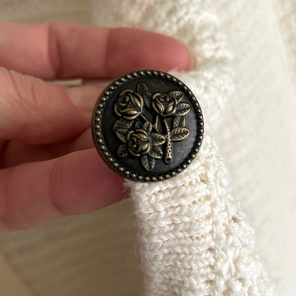 Lucky Brand Knit Cardigan with Floral Etched Buttons, Size L - Picture 6 of 14